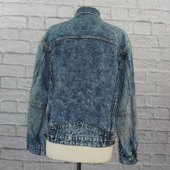 Vintage 80s Guess Acid Wash Denim Jean Jacket XL - Picture 3 of 10